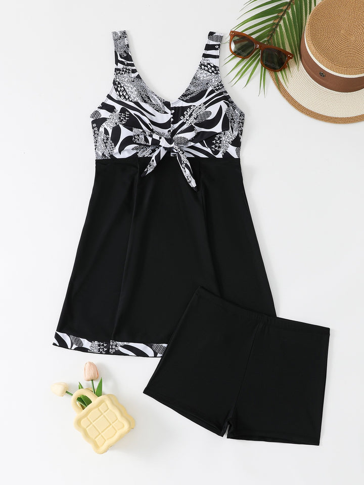 Damen Sportlicher Tankini mit floralen Akzenten Echo Archiv