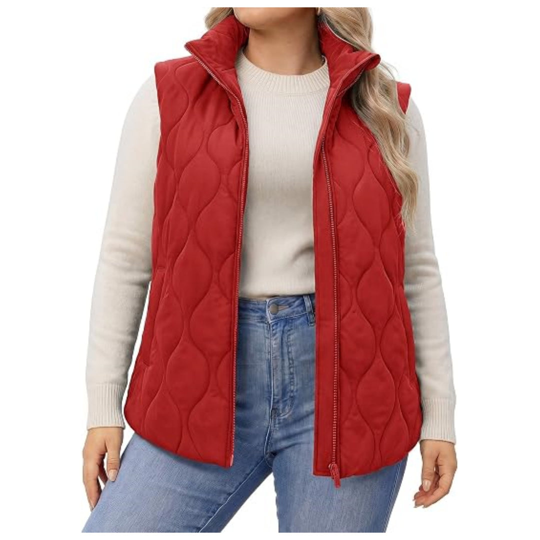 Damen gesteppte Outdoor-Weste mit Stehkragen, tailliertem Schnitt und Reißverschluss Echo Archiv