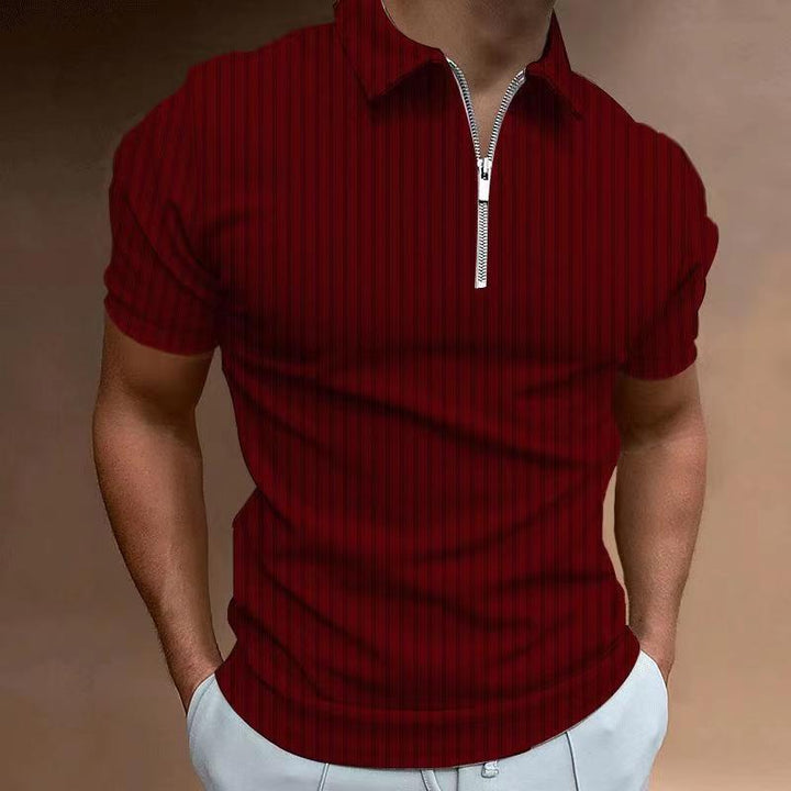 Herren Kurzarm Polo-Hemd mit Reißverschluss und strukturiertem Design Echoarchiv