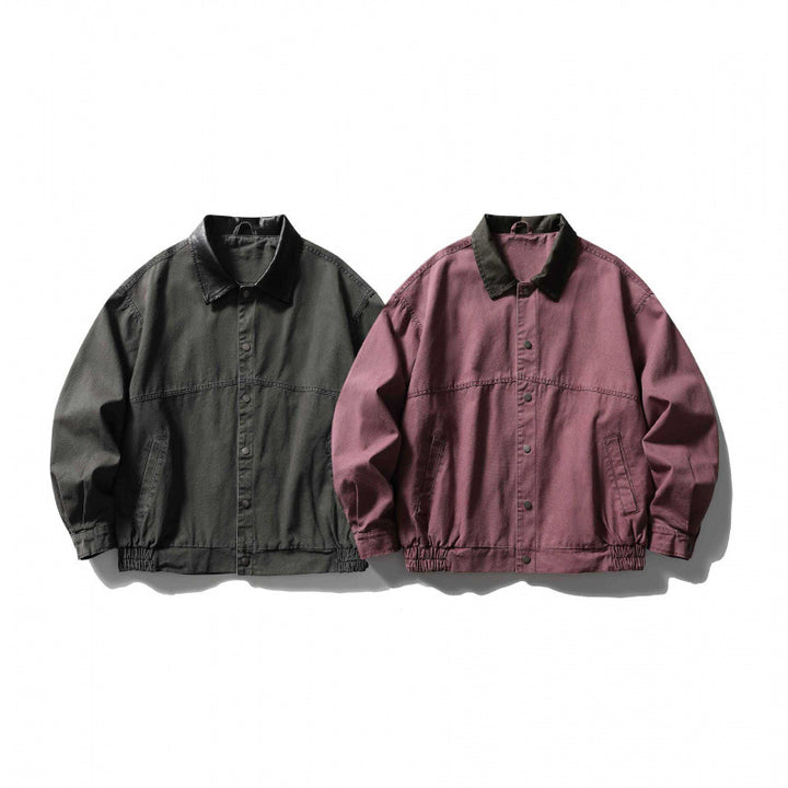 Unisex Kastenförmige Overshirt‑Jacke aus Baumwoll‑Canvas mit Cordkragen, Druckknopfleiste und elastischem Saum Echo Archiv