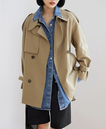 Damen Modische Trenchjacke mit doppeltem Knopfverschluss Echoarchiv