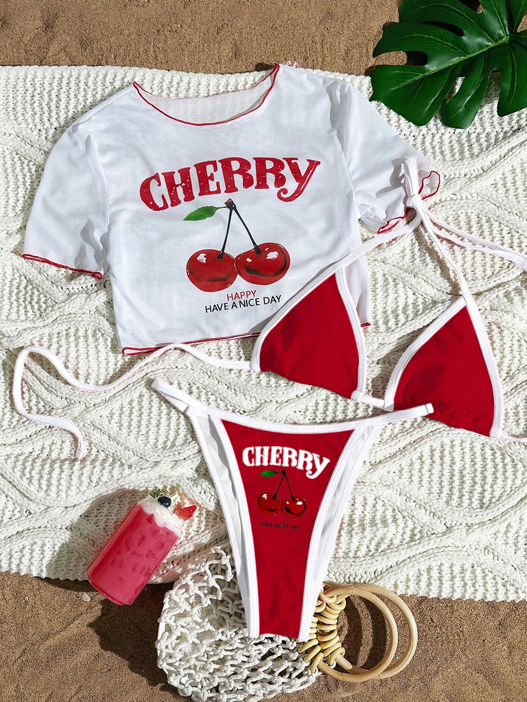 Damen Sportlicher Bikini mit transparentem Oberteil Echo Archiv