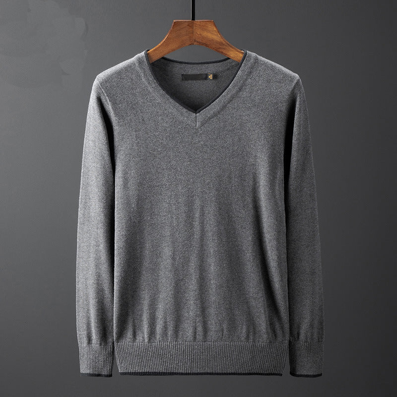 Herren V-Ausschnitt Pullover mit kontrastierendem Kragen Echoarchiv