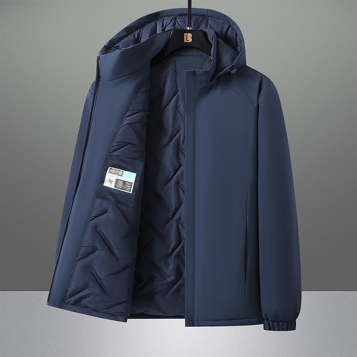 Herren wasserabweisende urbane Softshell-Jacke mit leicht gepolstertem Steppfutter, verstecktem Reißverschluss und elastischen Bündchen – Taviero