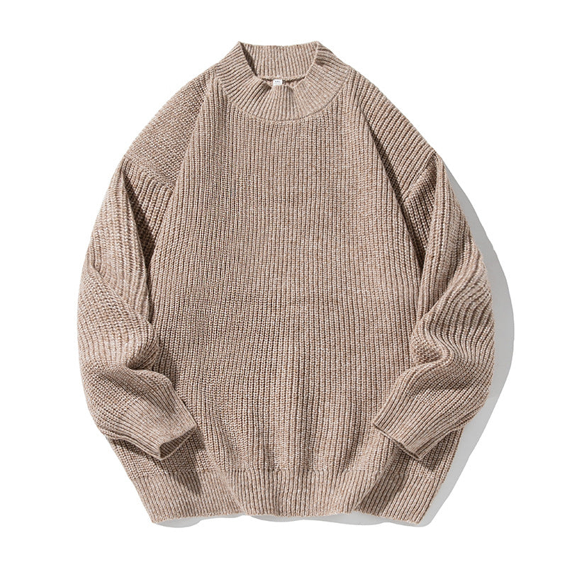Unisex Oversize Grobgestrickter Pullover mit geripptem Stehkragen und Chenille‑Melange Echo Archiv