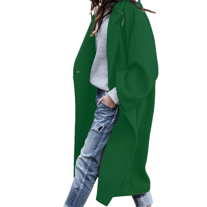 Damen Oversize Wollmantel mit fallender Schulter, offener Front und Eingrifftaschen Echoarchiv