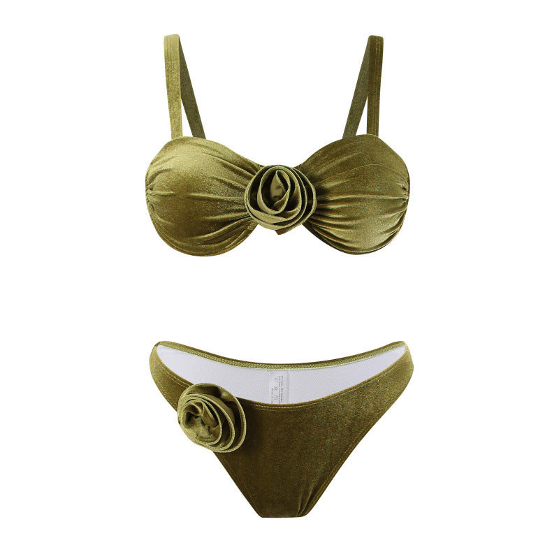Damen Triangel-Bikini mit verstellbaren Trägern und floralem Detail Echo Archiv