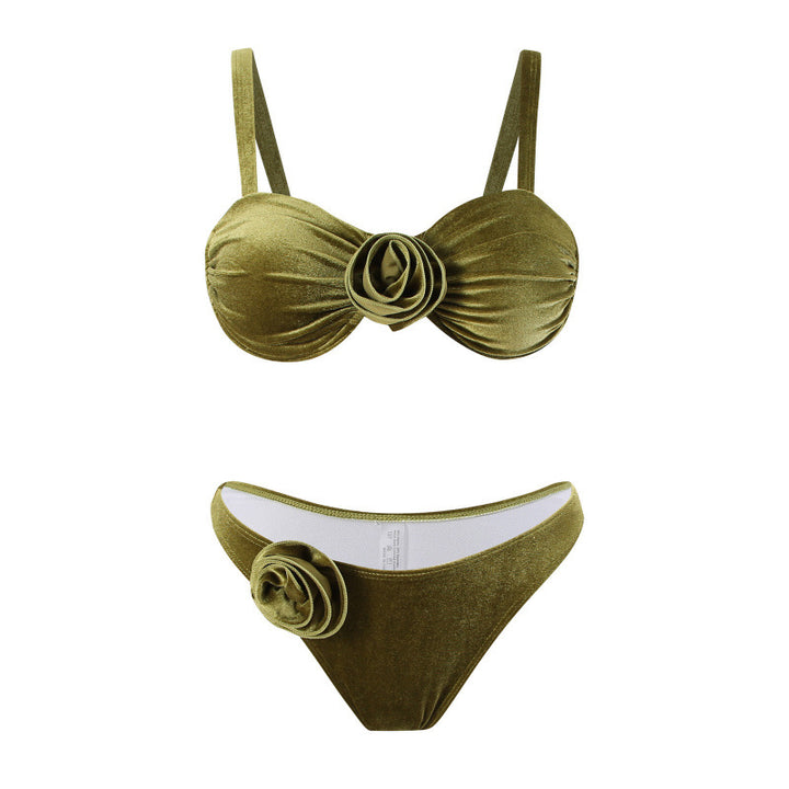 Damen Triangel-Bikini mit verstellbaren Trägern und floralem Detail Echo Archiv
