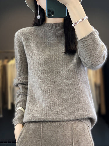 Damen Weicher Boxy-Mockneckpullover im Mohair-Look mit feiner Kastenrippenstruktur Echoarchiv