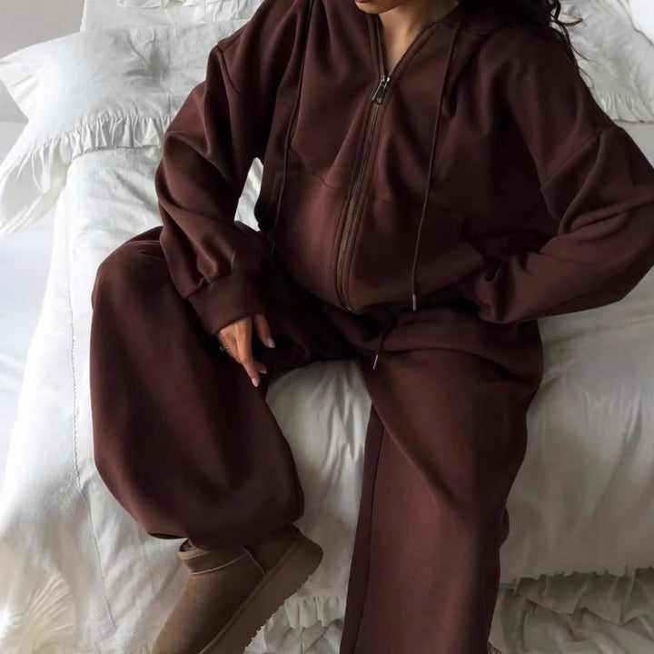 Damen nan weites Lounge-Set mit Zip-Hoodie, Kängurutasche und extraweiter Highwaist-Jogginghose Echo Archiv
