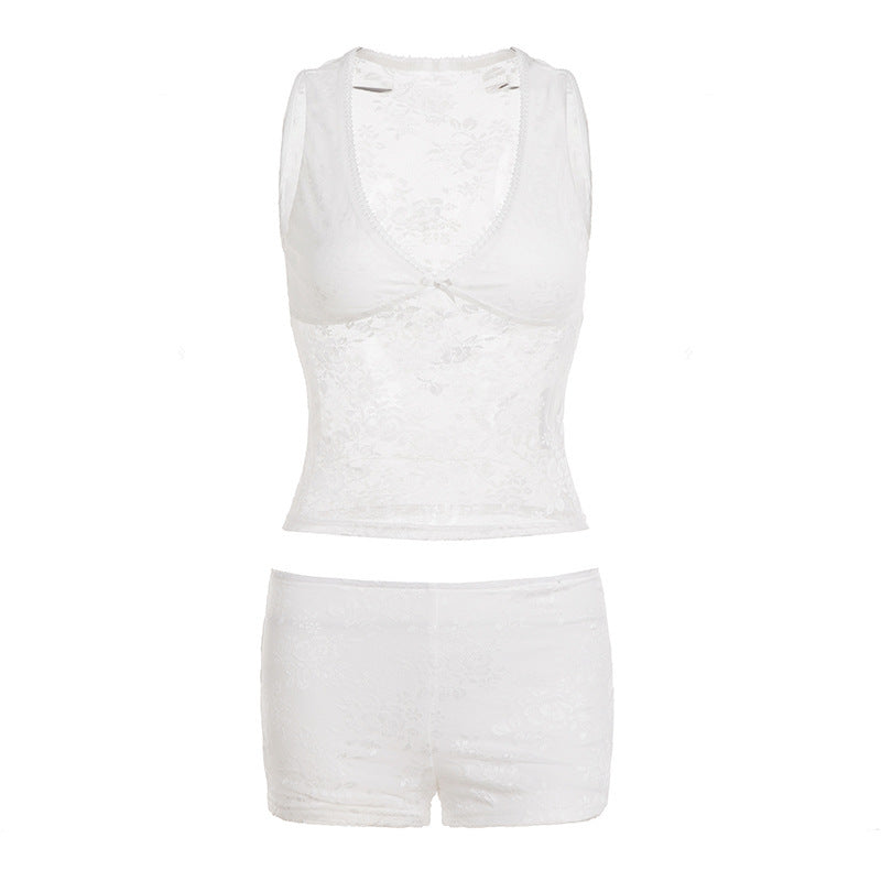 Damen Schlafanzug-Set aus Spitze mit zarten Details Echo Archiv
