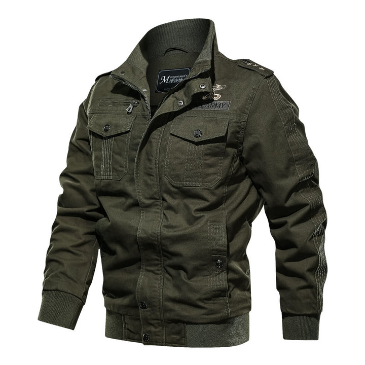 Herren Fieldblouson aus Canvas mit Epauletten, Utility‑Pattentaschen und geripptem Stehbund – Taviero