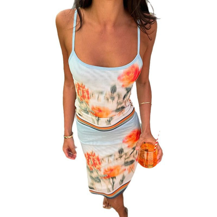 Damen Spaghetti-Träger Top mit floralem Druck Echo Archiv