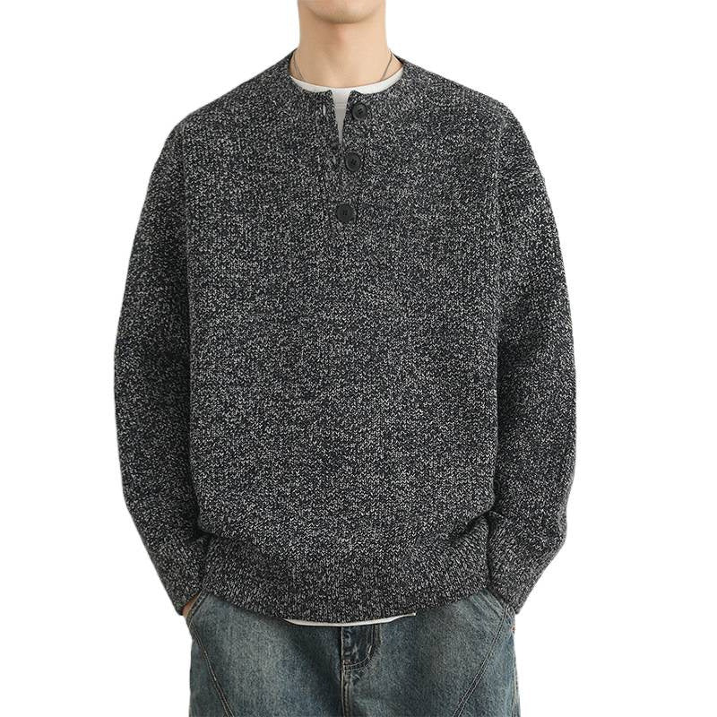 Herren Grobstrick Pullover mit Knopfleiste – Norvane