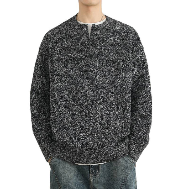 Herren Grobstrick Pullover mit Knopfleiste – Norvane