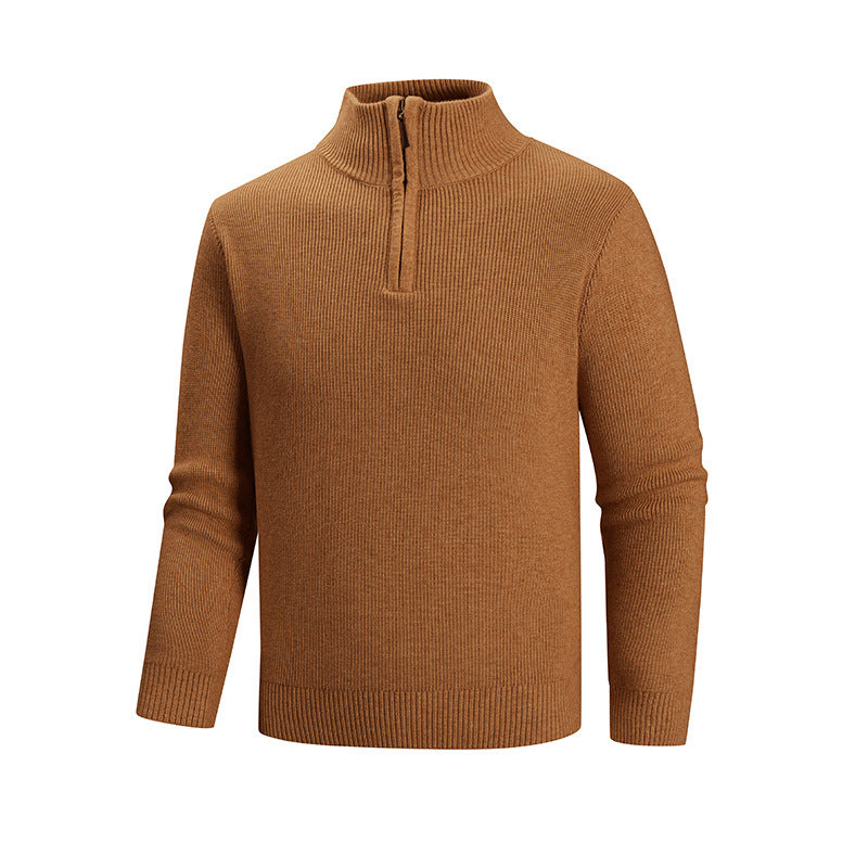 Herren modischer Strickpullover mit halbem Reißverschluss und strukturiertem Muster Echoarchiv