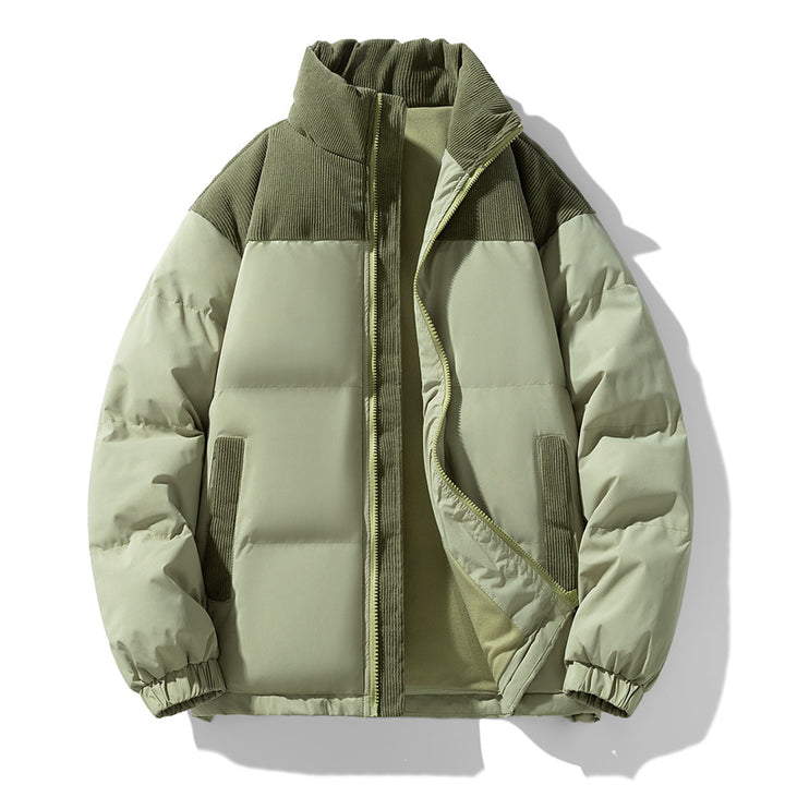 Herren gesteppte Winterjacke mit Cordbesatz, hohem Stehkragen und wärmender Isolierung Echo Archiv