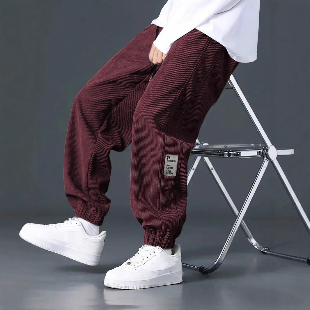 Herren lässige Cargohose mit Rippstruktur und praktischen Taschen Echoarchiv