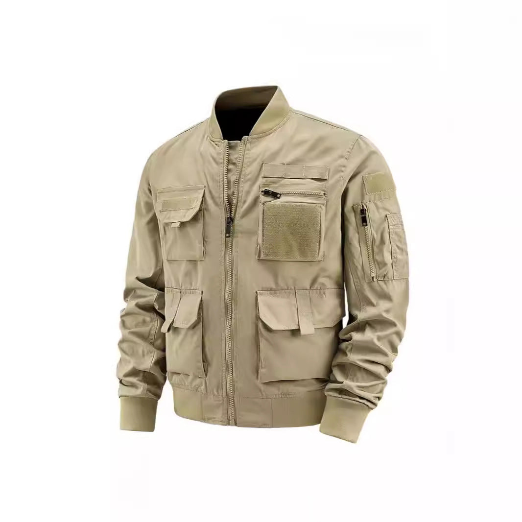 Herren taktische Bomberjacke mit multifunktionalen Taschen und Stretchbündchen – Brevano