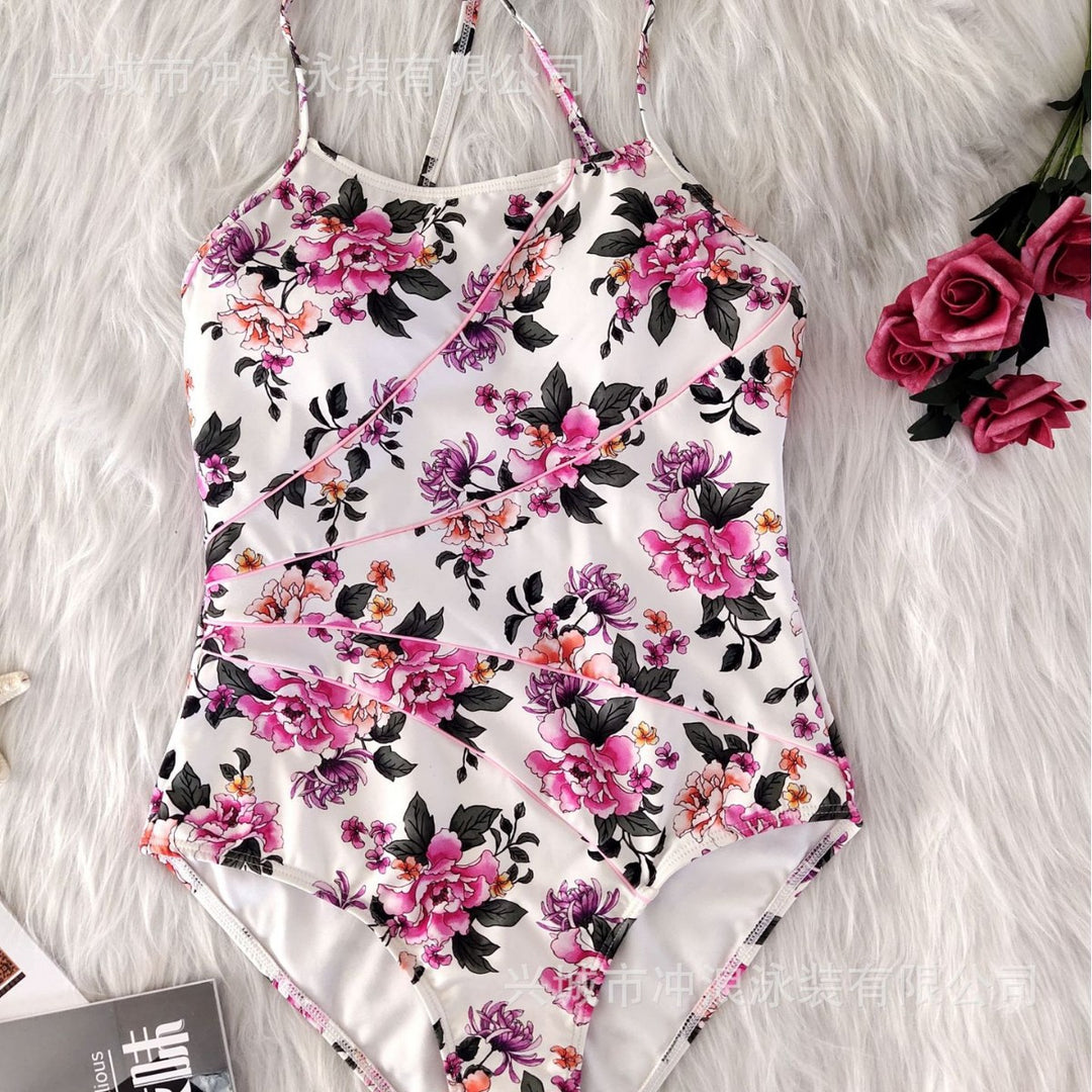 Damen Floraler Sportbadeanzug mit rückenfreier Silhouette Echo Archiv