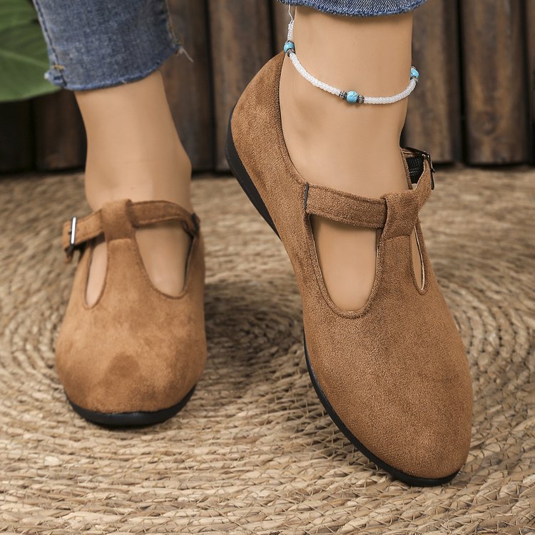 Damen Komfort-Keilabsatz-Ballerina aus Veloursleder – Lioré