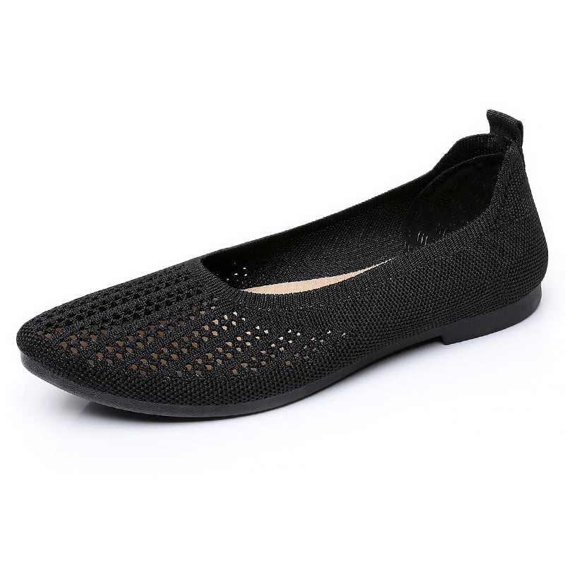 Damen nan atmungsaktive gestrickte Ballerina-Slipper mit perforiertem Obermaterial und orthopädischem Memory-Fußbett Echo Archiv