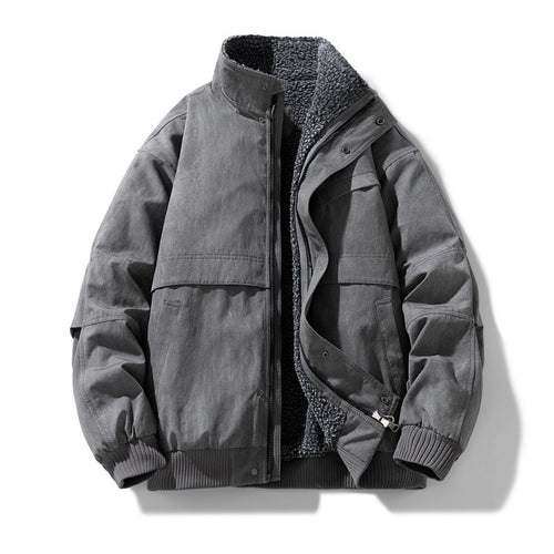 Herren gepolsterte Winterjacke mit Teddy-Futter, winddichte Außenschicht und vom Bomber inspirierten Schnitt – Marzano