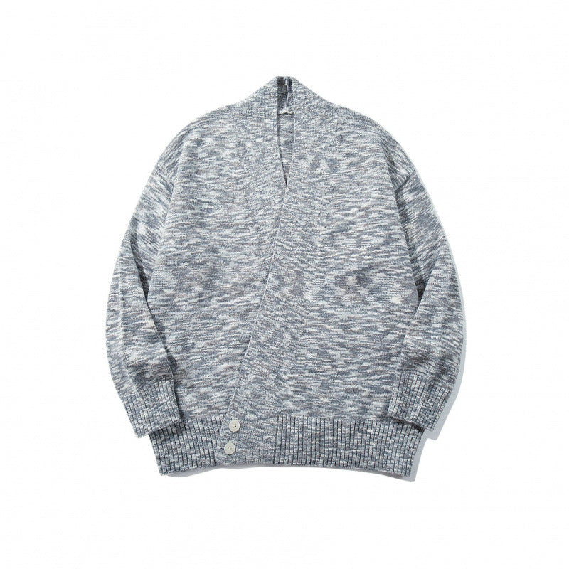 Unisex Boxy-Strickcardigan mit asymmetrischer Knopfleiste und breit geripptem Saum Echo Archiv