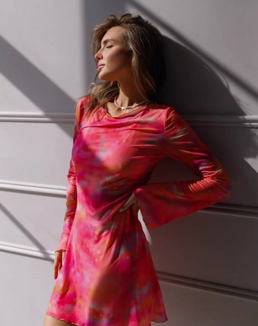 Damen transparentes Maxikleid mit Leopardenmuster Echo Archiv