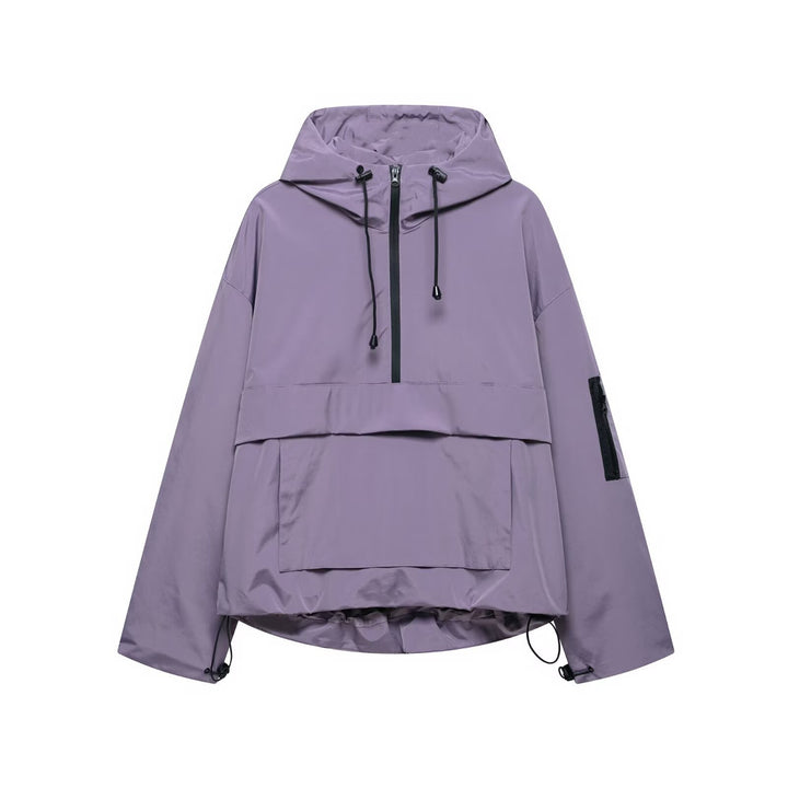 Unisex nan technischer Windbreaker Anorak mit halbhohem Reißverschluss Kapuze und Kängurutasche Echo Archiv