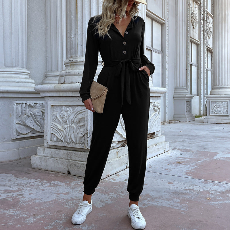 Damen Lässiger Jumpsuit mit Gürtel Echo Archiv