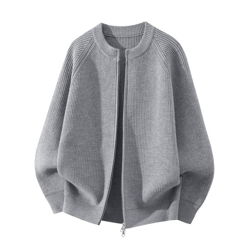 Damen Oversize-Strickcardigan mit Rundhals, Raglanärmeln und Zwei-Wege-Reißverschluss Echoarchiv