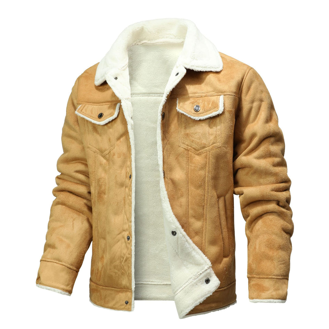 Herren Wildleder-Imitat Truckerjacke mit Sherpa-Futter Echoarchiv