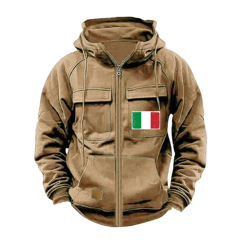 Herren modische Kapuzenjacke mit praktischen Taschen und verstellbarem Kragen Echoarchiv