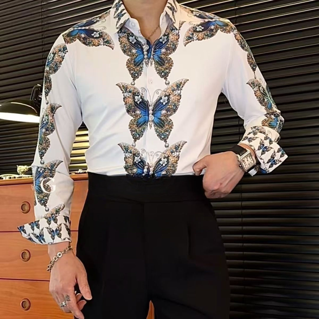 Herren Langarmhemd mit luxuriösem Barock-Muster Echoarchiv