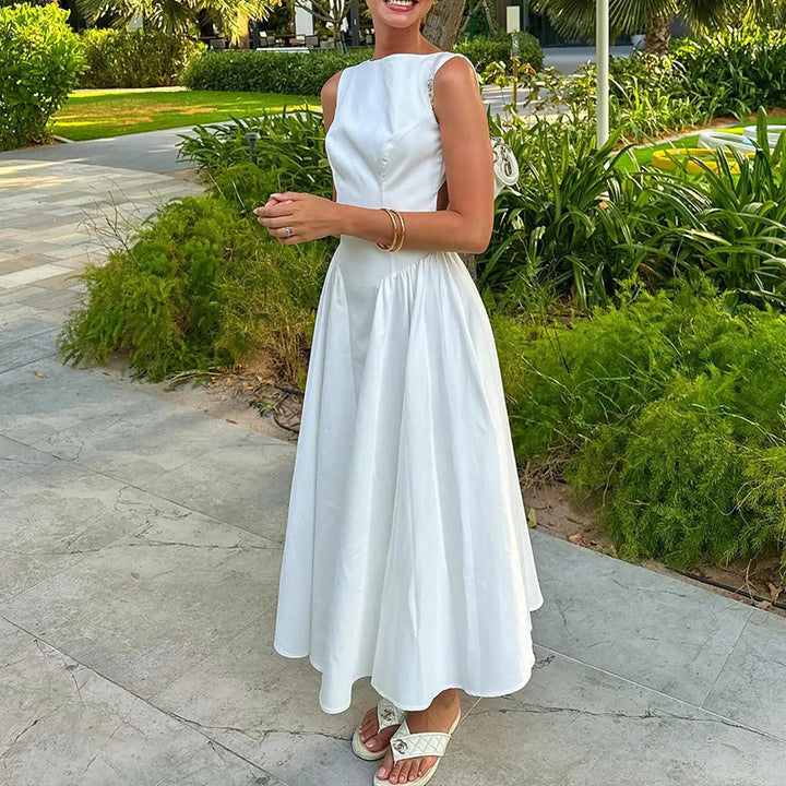 Damen Elegantes Midi-Kleid mit tailliertem Oberteil und schwingendem Rock Echo Archiv