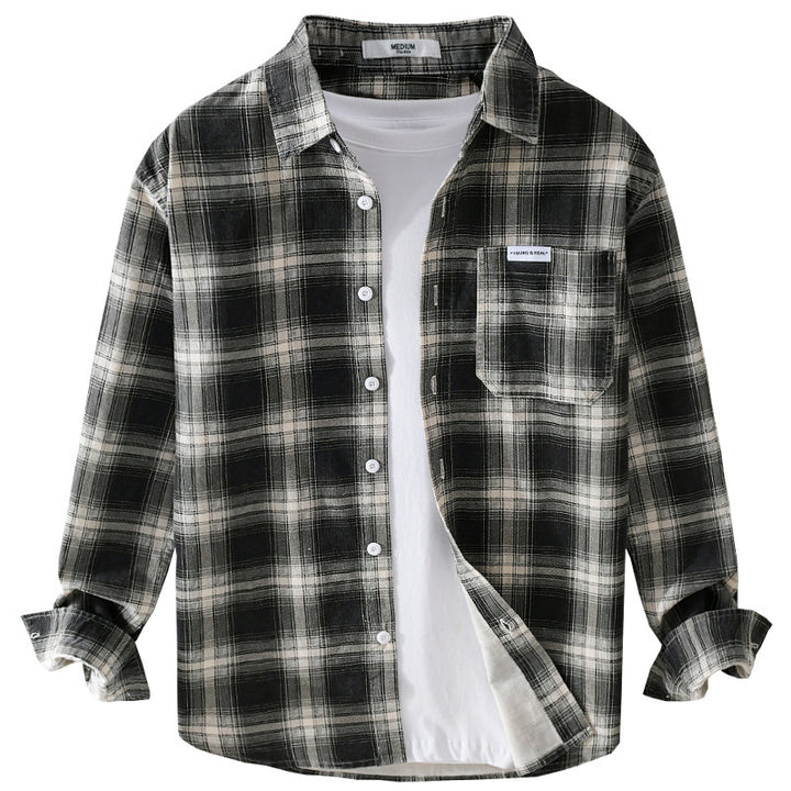 Herren Kariertes Flanellhemd im Overshirt‑Stil mit Brusttasche und Relaxed‑Fit Echoarchiv