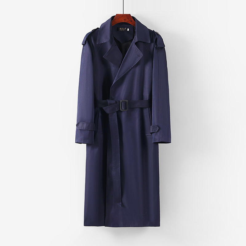 Unisex Langer minimalistischer Trenchcoat mit Gürtel und Schulterklappen Echoarchiv