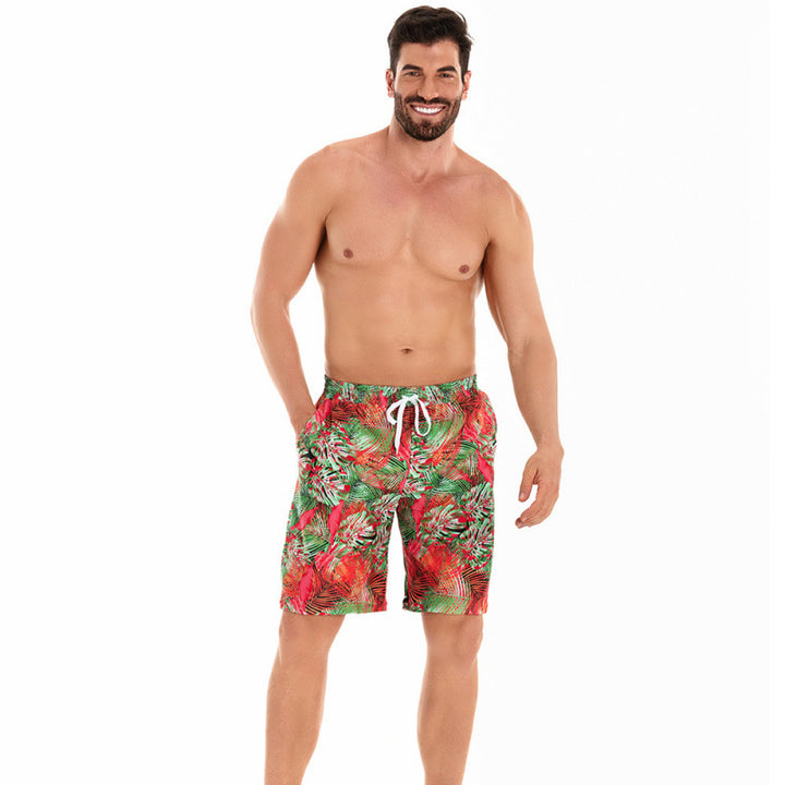 Herren Badeshorts mit tropischem Muster und verstellbarem Kordelzug Echo Archiv