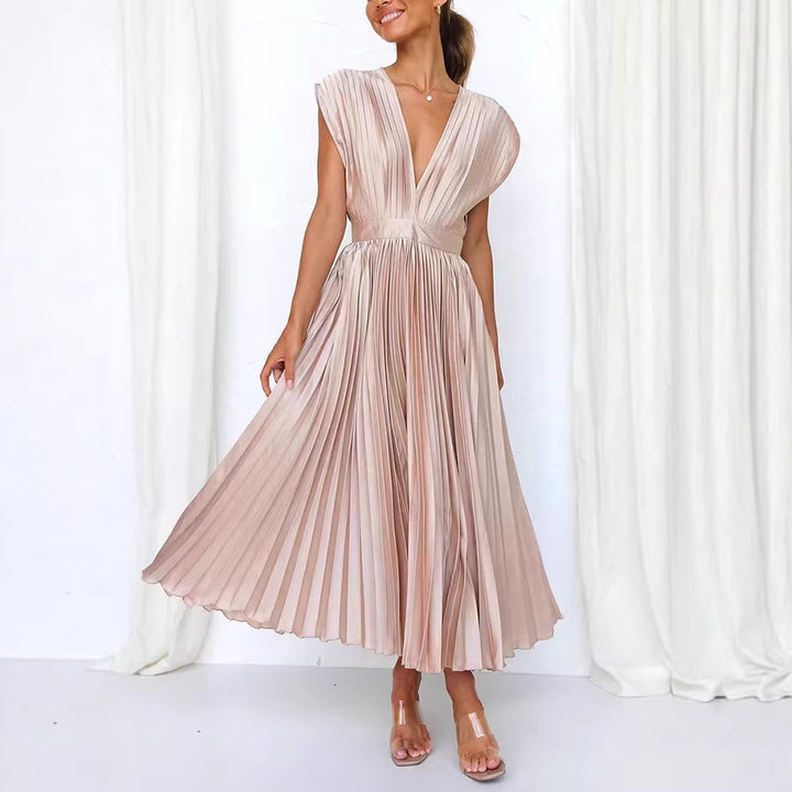 Damen Maxikleid mit Faltenwurf und tiefem V-Ausschnitt Echo Archiv
