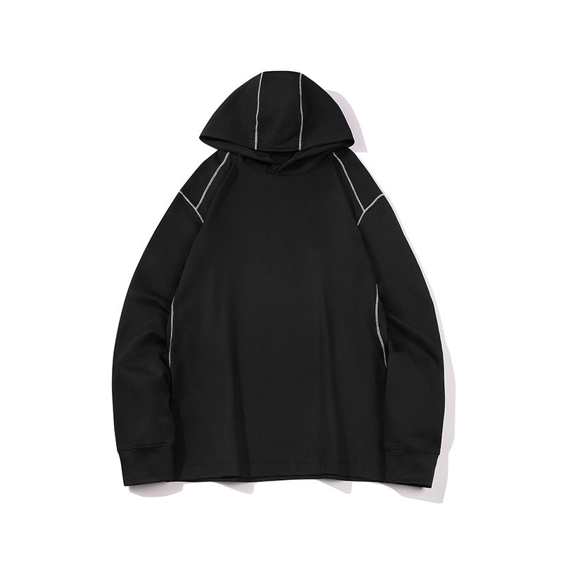 Herren Oversize-Kapuzenpullover aus schwerem Baumwolljersey mit Raglanärmeln und sichtbaren Kontrastnähten Echo Archiv