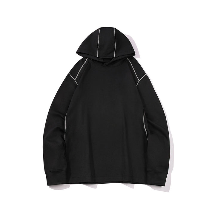 Herren Oversize-Kapuzenpullover aus schwerem Baumwolljersey mit Raglanärmeln und sichtbaren Kontrastnähten Echo Archiv