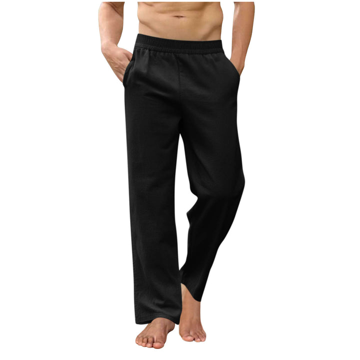 Herren lockere Loungehose mit elastischem Bund, Eingrifftaschen und seitlichen Knöchelschlitzen – Sorevano