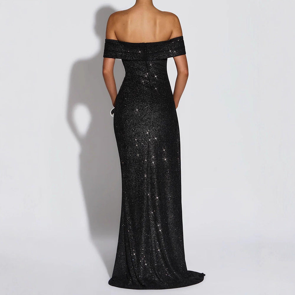 Damen Glamouröses Abendkleid mit atemberaubendem Schlitz und schimmernden Akzenten Echo Archiv