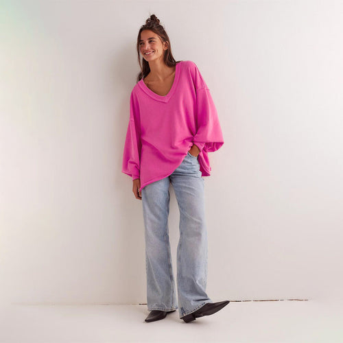 Oversized SwEchoarchivtshirt Damen mit V-Ausschnitt