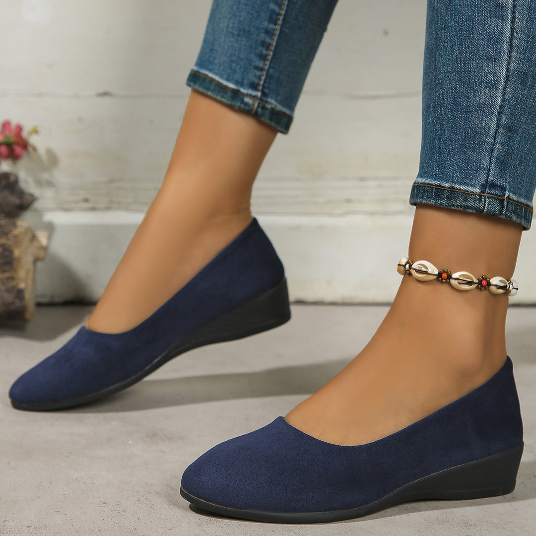 Damen Komfort-Keilabsatz-Ballerina aus Veloursleder – Lioré
