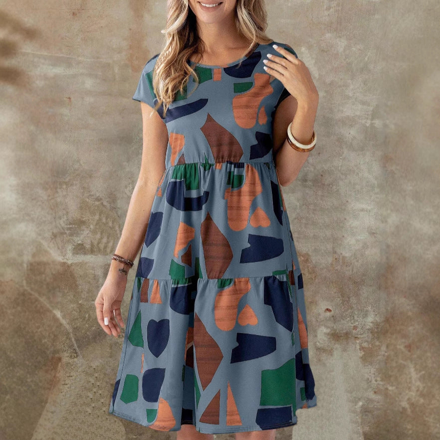 Damen Midikleid mit grafischem Muster und Schlaufenärmel Echo Archiv