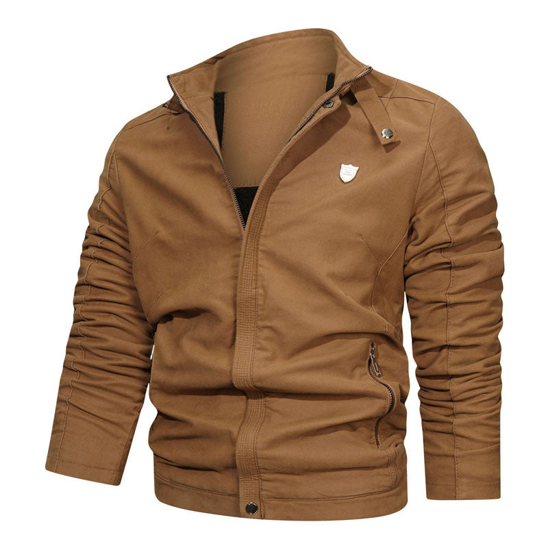 Herren Slim-Fit Canvas-Blouson mit hochschließendem Kragen und Reißverschluss Echo Archiv