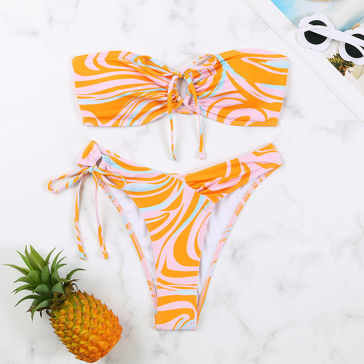 Damen Bandeau-Bikini-Set mit verstellbaren Schnürungen Echo Archiv