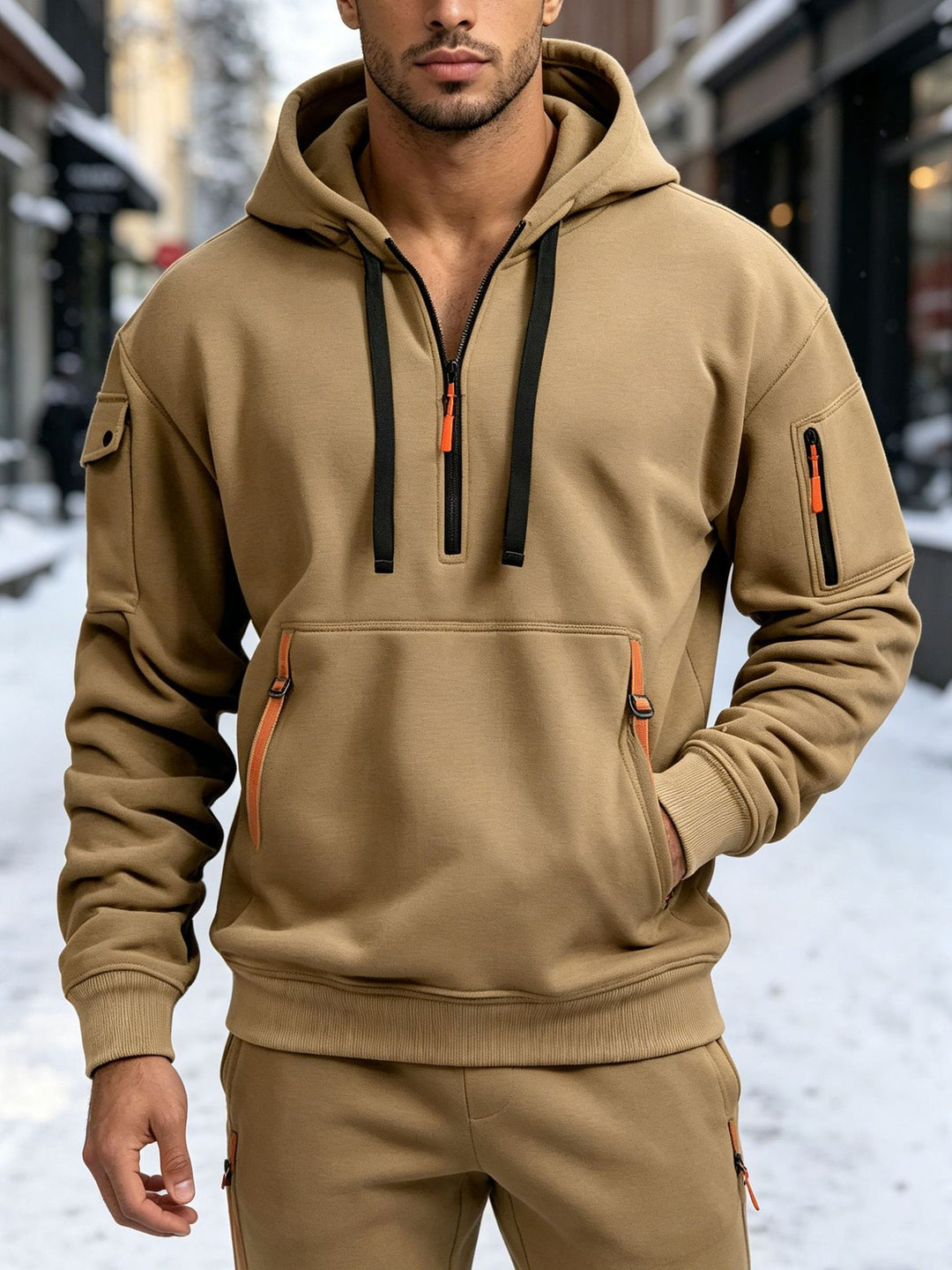 Herren Sportliche Kapuzenjacke mit seitlichen Reißverschlusstaschen – Cavarno